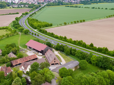 Luftbild des Versuchsguts Kirschgartshausen der Südzucker AG.