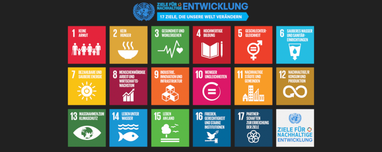 Eine Grafik aller 17 Nachhaltigkeitsziele der UN