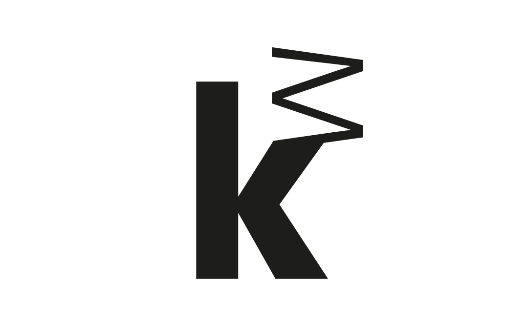 Das Logo der Kunsthalle Mannheim (Ein schwarzes K mit stilisiertem M)