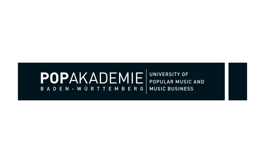 Das Logo der Popakademie (Weiß auf Schwarz)