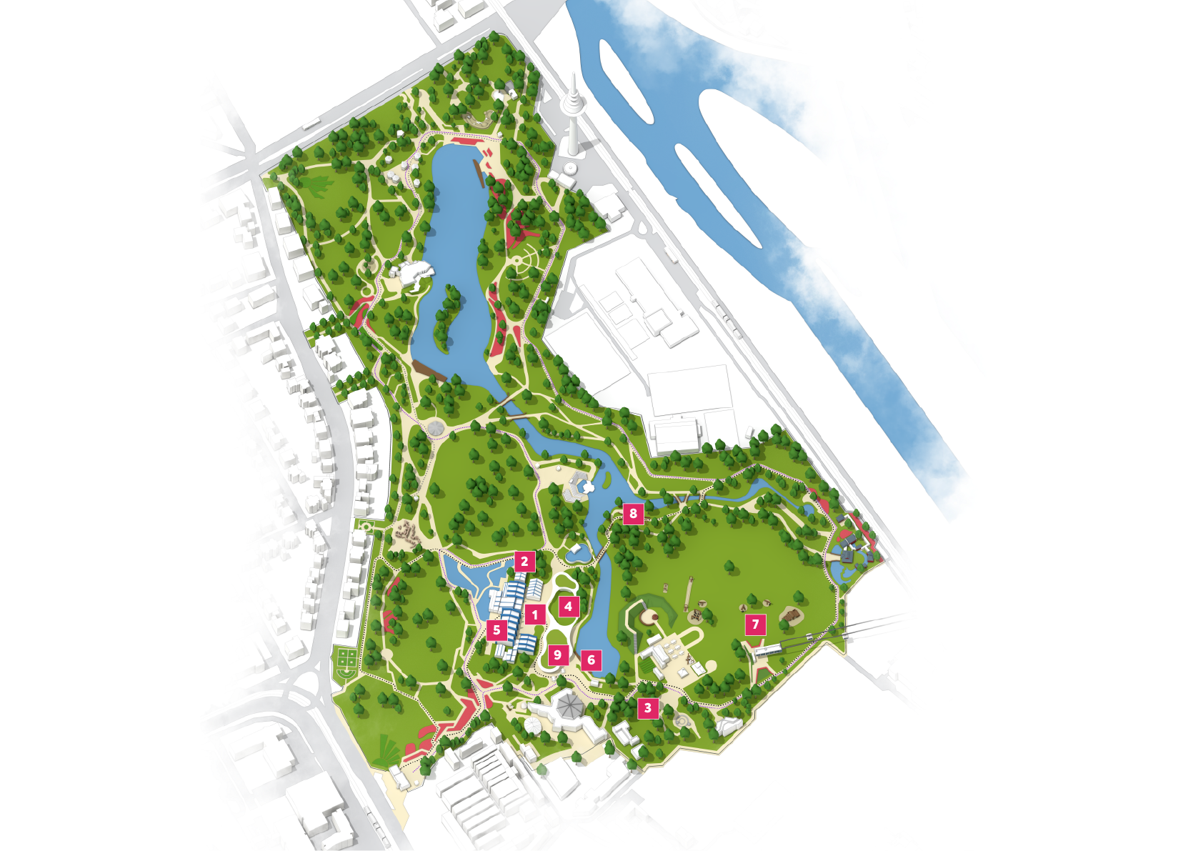 Eine Übersichtskarte des Luisenparks