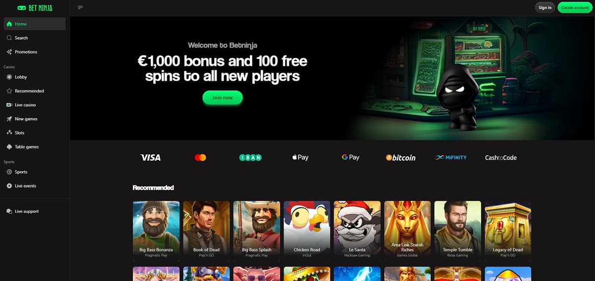Betninja ist eine erstklassige Anlaufstelle für anspruchsvolle Echtgeld-Fans. Das Portal kooperiert ausschließlich mit verifizierten Studios und bietet über 2.000 hochkarätige Spiele, was es zu einer sicheren und verlässlichen Wahl unter den aktuellen Online Casinos macht.