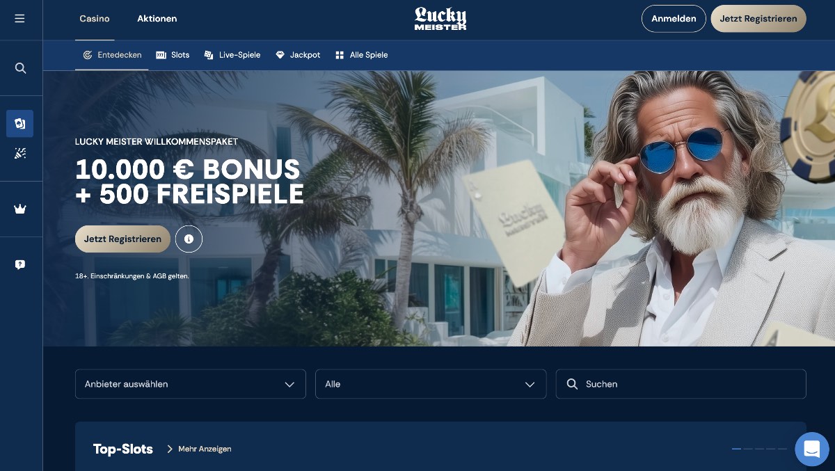 Wer den Einstieg bei neuen Casino-Seiten sucht, wird bei LuckyMeister fündig. Die Plattform hebt sich von anderen Online Casinos durch ein besonders starkes Bonuspaket ab, das neuen Spielern von Anfang an ordentlich Startguthaben verschafft.