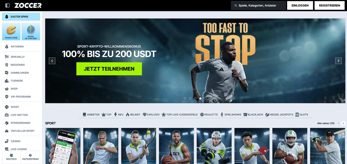 Zoccer setzt auf maximale Flexibilität bei der täglichen Casino-Nutzung. Die Plattform gewährt Zugriff auf viele renommierte Studios und stellt zahlreiche verschiedene Zahlungswege bereit, wodurch sie sich als echter Allrounder unter den Online Casinos etabliert.